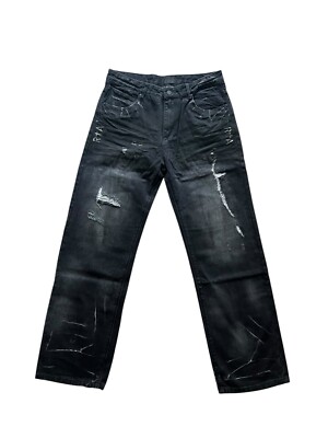 RtA Mens Jonas Straight Leg Jean Ripped Medium Wash $245 Black Size 34/32 