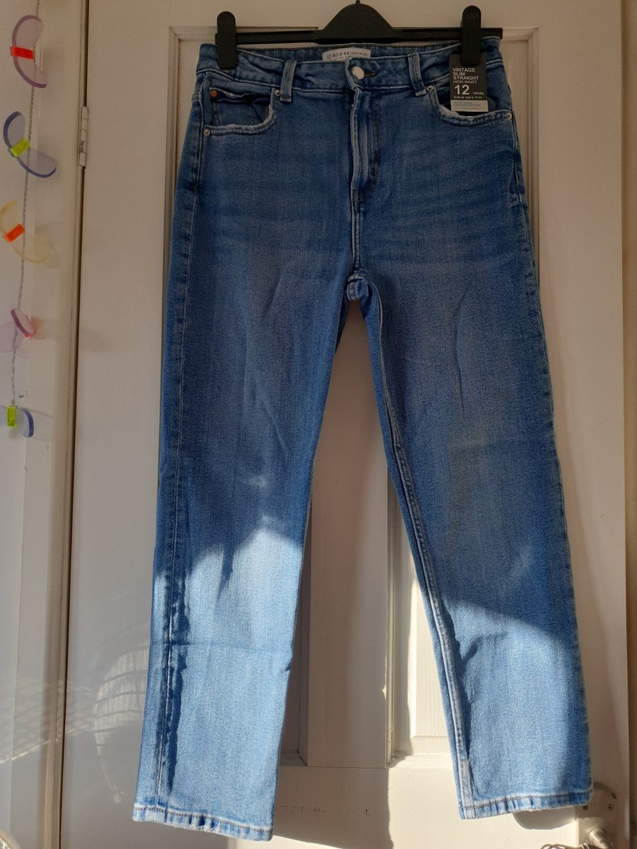 Primark Vintage Slim Straight High Waist Jeans *NEW* Size UK 12