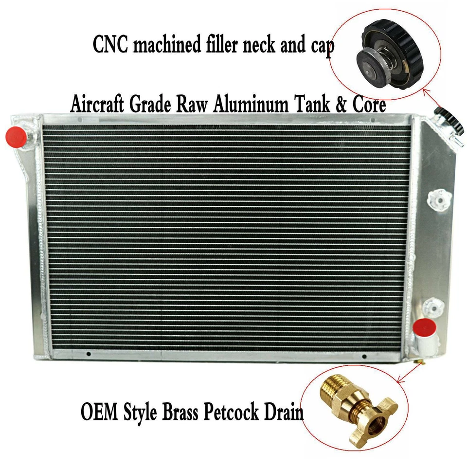 3 Row Aluminum Radiator For 1977-1982 Chevrolet Corvette 5.0L 5.7L Base V8 — 第 2/4 张图片