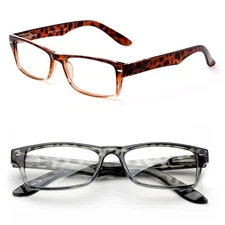 Rectangular Reading Glasses Tortoise Frame Style Fashion Readers Unisex Quality