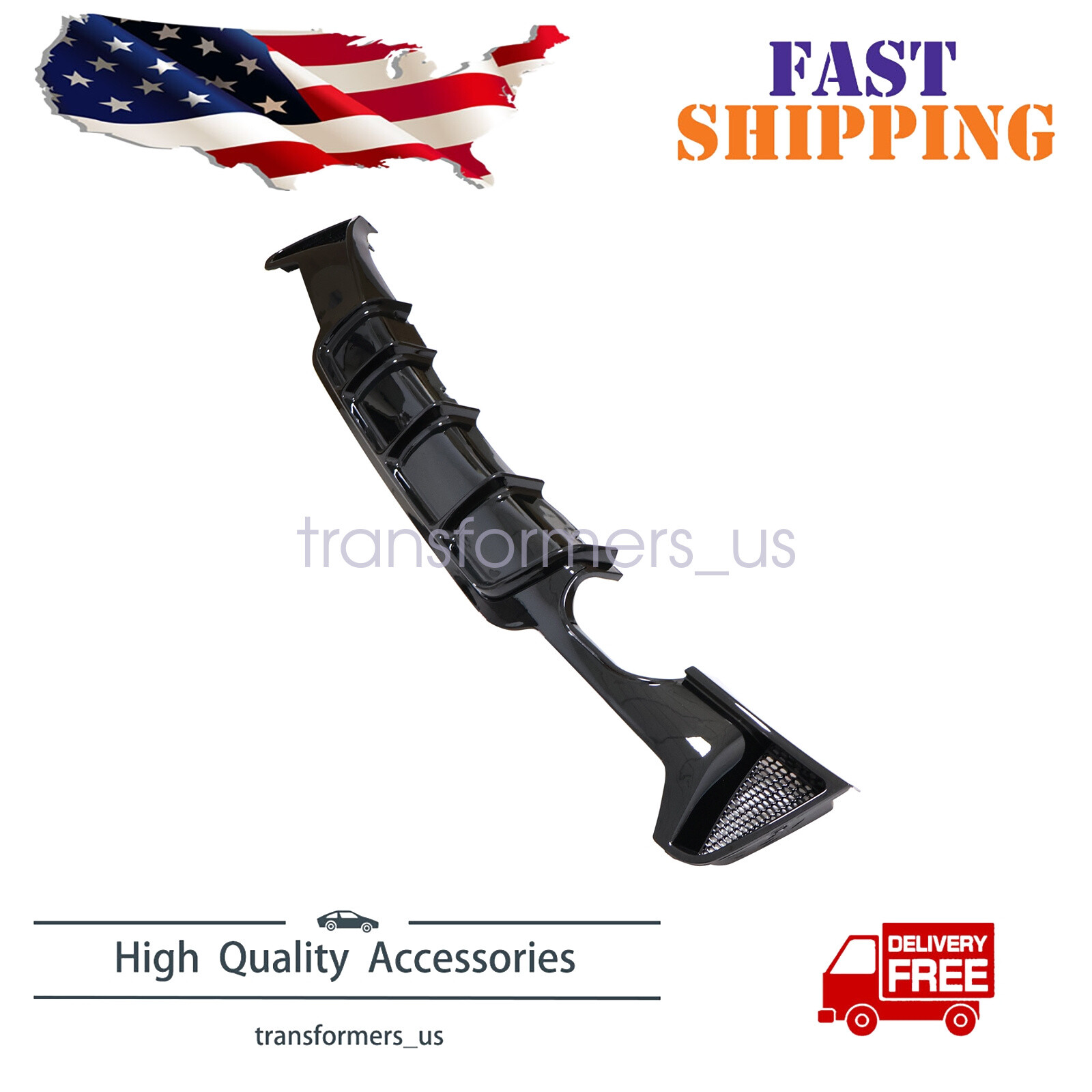 Gloss Black Rear Bumper Diffuser Fit 2014-20 BMW 4 Series F32 F33 F36 M Sport