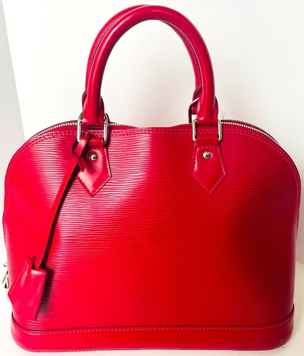 Authentic Louis Vuitton Epi Leather Alma BB in Red Satchel handbag