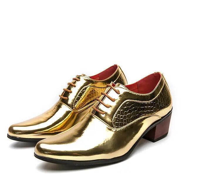 SAOLA Scarpe da sposa uomo a punta tacco cubano alto stringate pelle verniciata