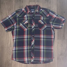 Vintage Wrangler Western Shirt Multi Color Plaid Pearl Snap Long Tails Large L