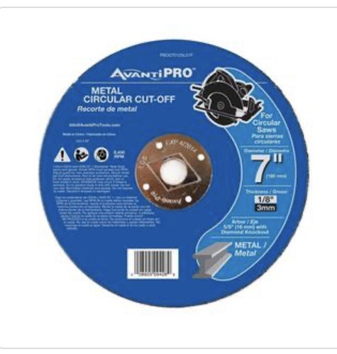 AVANTI PRO PBD070125L01F 7"x5/8" ABRASIVE CUT OFF DISC METAL NEW - Picture 2 of 2