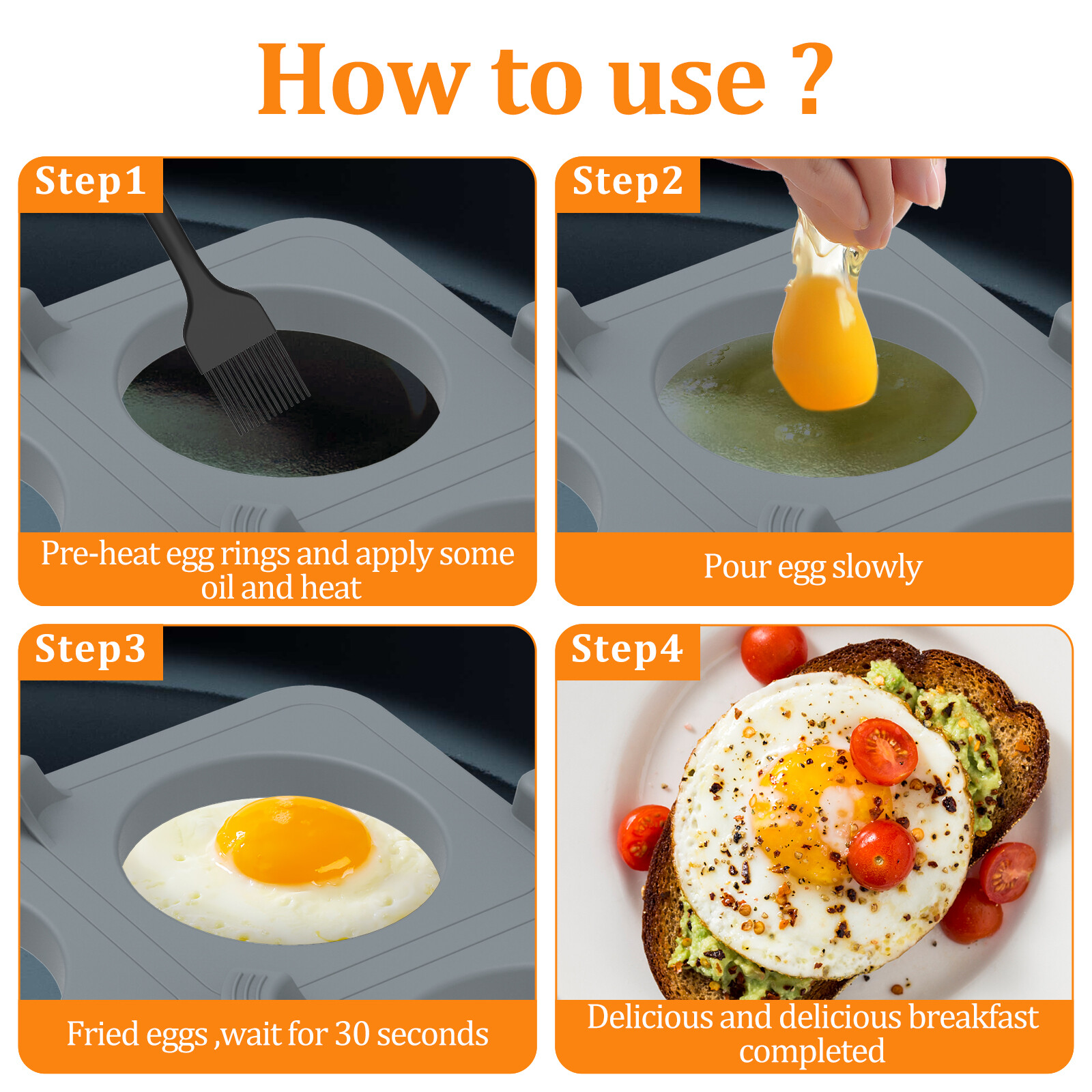 7Pcs Griddle Egg Ring Tray NonStick Egg Ring Molds Detachable Round