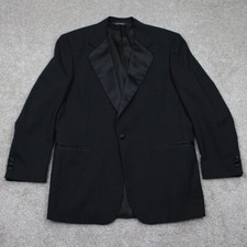 Jos. A. Bank Blazer Mens 42L Black 100 Wool 1 Button Single Vent Sports Jacket