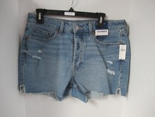 Old Navy MED Jean Shorts  SZ 12 High Rise DISTRESSED Cutoff O G Straight