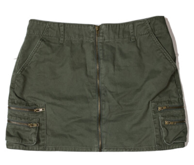 Preowned- Forever 21 Full Front Zip Utility Skirt Womens (Size L)