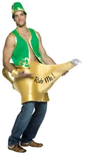 Funny Genie in the Lamp Adult Costume with Rub Me Lamp - Rasta Imposta