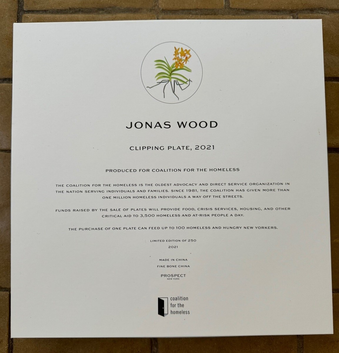 ジョナスウッド クリッピングプレート'アーティストプレートプロジェクト 2021 Jonas Wood 'Clipping Plate' Artist Plate Project 2021, Limited