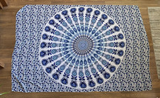 NWOT Mandala Scarf Colorful Blue Gauzy Boho Lightweight 82" x 56", Gorgeous 