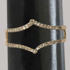 10k Yellow Gold Contoure Style Solitaire Enhancer Diamond Ring Guard Wrap