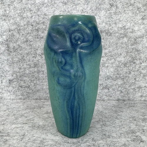 Antique Van Briggle 1922-1926 974 Poppies And Pods Ming Blue Turquoise Vase 8.5"