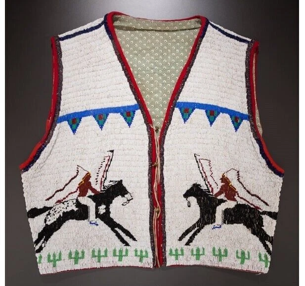 Old American Sioux Style Fully Beaded Powwow Regalia Beaded Vest PRV212 - product detail image 3
