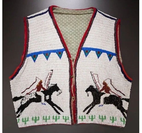 Old American Sioux Style Fully Beaded Powwow Regalia Beaded Vest PRV212 image 3
