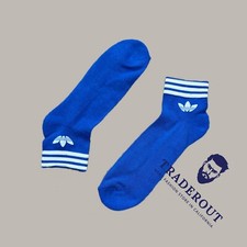 adidas mens blue with white stripe logo low ankle socks size M or L