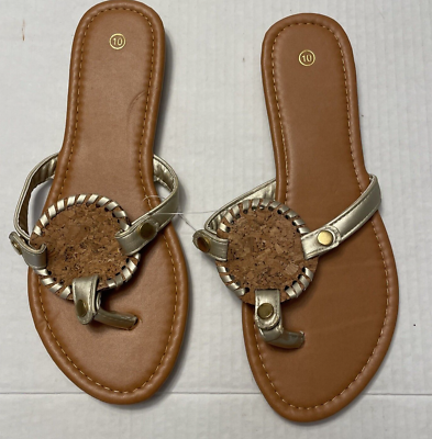 Sandals Womens 10 Medallion Thong Flats EASYSTITCH Metallic Sandals Womens 10 Medallion Thong Flats EASYSTITCH Metallic