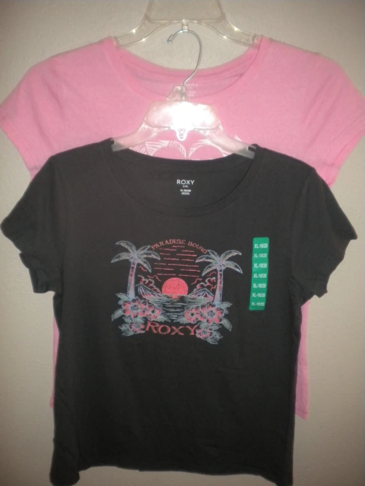 ROXY Girls Size XL 18/20 Black Pink Pack of 2 Tees T-Shirts NWT - Image 4 of 4
