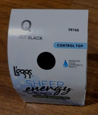 Legs Sheer Energy Medium Support Leg Control Top Q Queen Jet Black 98166