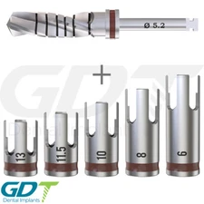 Drill Stoppers Set + Straight Drill Ø5.2 External Irrigated, Dental Implant