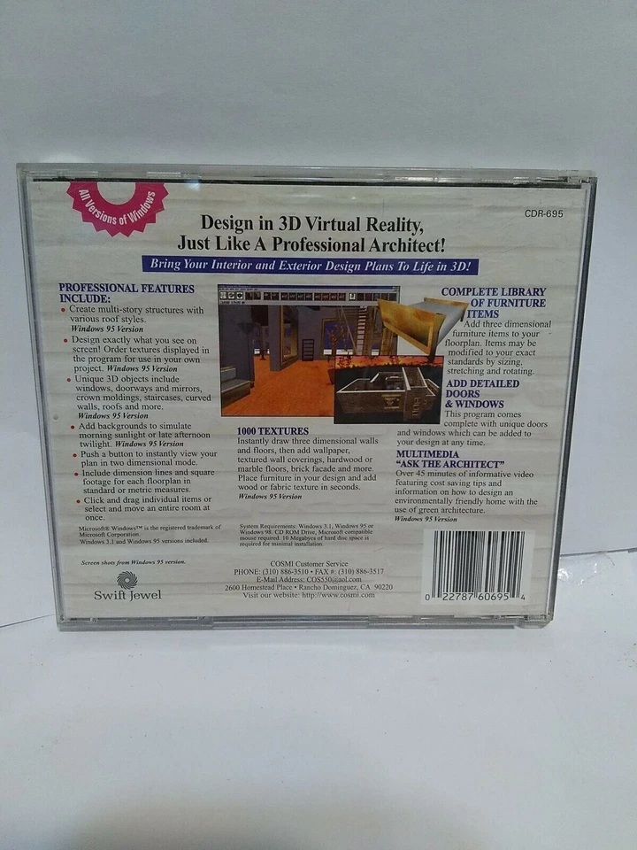 3D VIRTUAL REALITY ARCHITECT DESIGN PC CD ROM a - Image 2 of 3