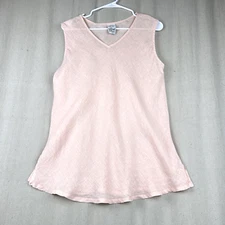 Vintage Match Point | Women's 100% Linen Top Sleeveless Blush Pink Size Small