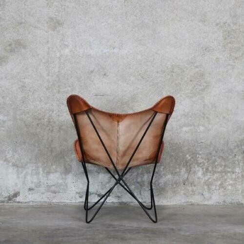 Butterfly Chair-Handmade Comfortable Office Leather Chair With Iron Frame - Picture 3 of 6