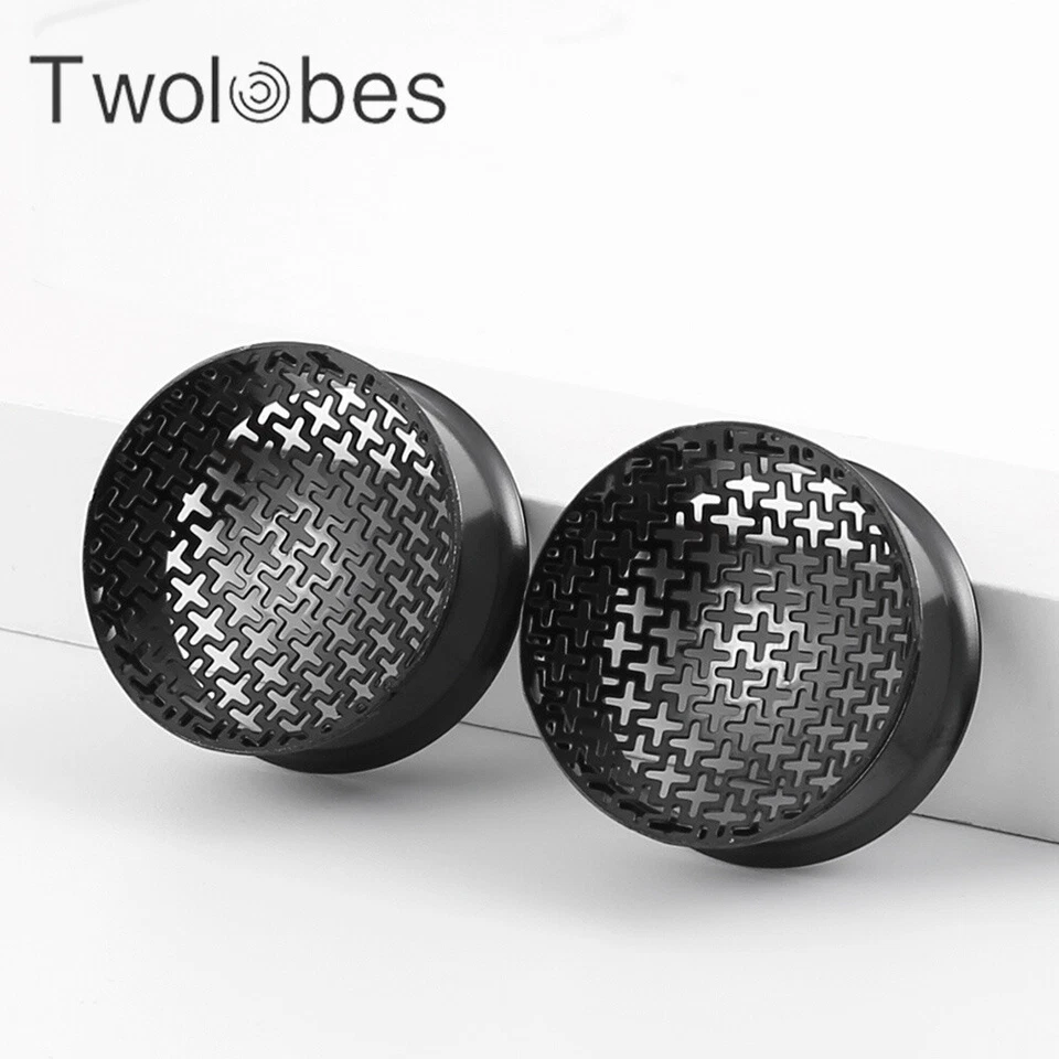 2 PIEZAS Moda Medidores de Oído Tapones Sillín Acero Inoxidable Piercing Hipoalergénico Foto 2 de 4