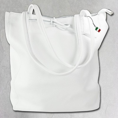 Florence ital. Shopper Echtleder Damen Schultertasche Business weiß OTM107W