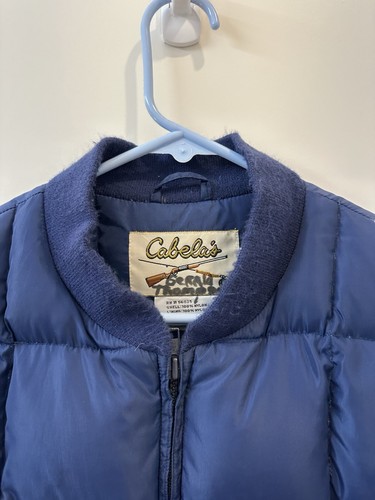 Vintage 70s Cabelas Outerwear Quilted Puffer Vest Men’s L Blue Pockets USA - Picture 2 of 12