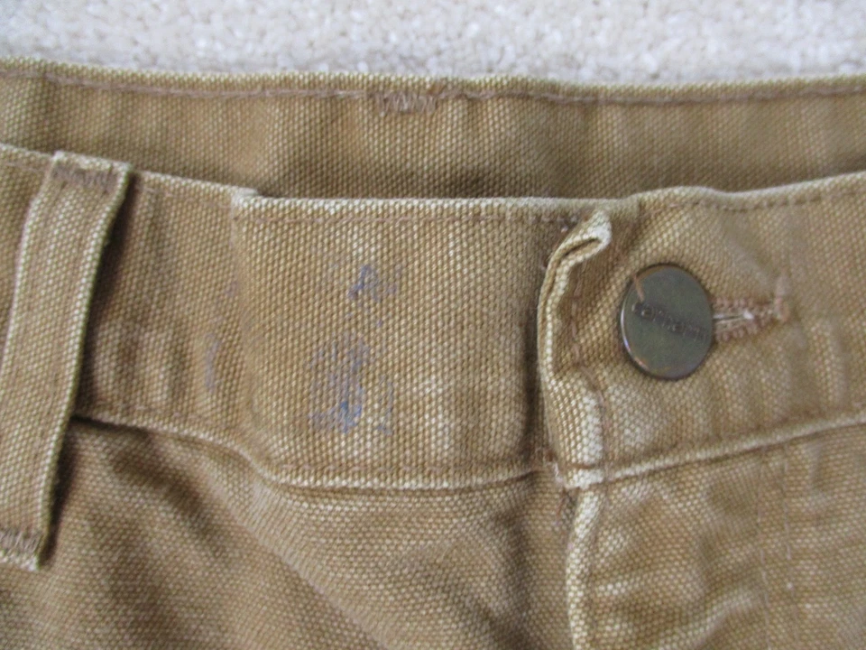 VINTAGE Carhartt Jeans Mens 34 Brown Duck Canvas Flannel Lined Work Pants 34x34* - Image 4 of 4