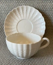 Copeland Spode CHELSEA WICKER Footed Cup and Saucer,  Basketweave, 1954 - 2003