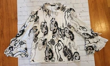 Josie Natori Silk Top Size Flared Ruffle Sleeves S