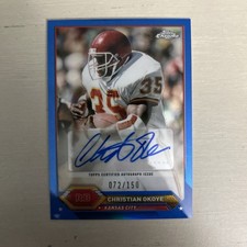 Christian Okoye 2024 Topps Chrome Composite Refractor Blue  /150 Auto KC Chiefs