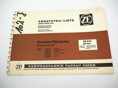 ZF AP-9/H/L Axle Spare Parts List Volvo-BM O&K Valmet Oy 14. Oktobar Kokum 1974