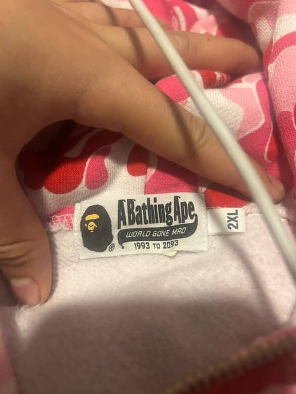 A Bathing Ape Pink Camo Full Zip Hooded Fleece Logo Hoodie Men's 2XL thumbnail 6