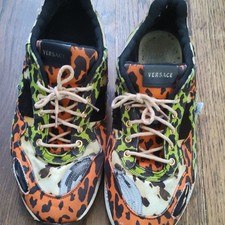 Versace Multicolor Animal Print Low Top Sneakers Orange Green Black Beige