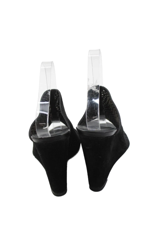 Joie Womens Perforated Suede Slide On Wedge Sandals Black Size 37.5 7.5 - Image 3 of 4