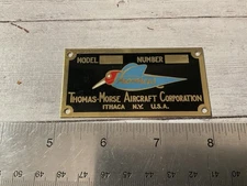 AIRCRAFT NAME PLATE - THOMAS-MORSE AIRCRAFT CORP ITHACA NY