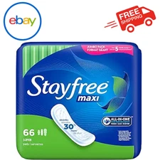 Stayfree Maxi Pads for Women, Super Protection Absorption - 66 Count