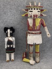 Vintage Pair Painted Wood Native American Kachina Style Dolls