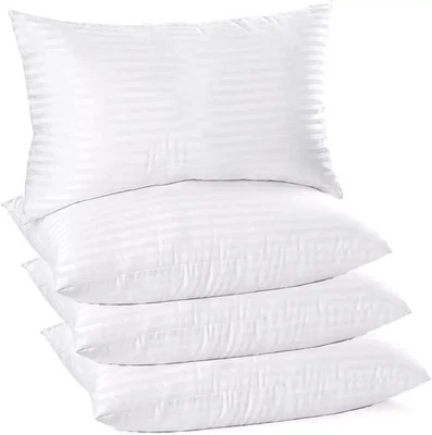 SK STORES 4 Pack Hotel Quality Egyptian Stripe Pillows Luxury Soft Hollowfibre Filled
