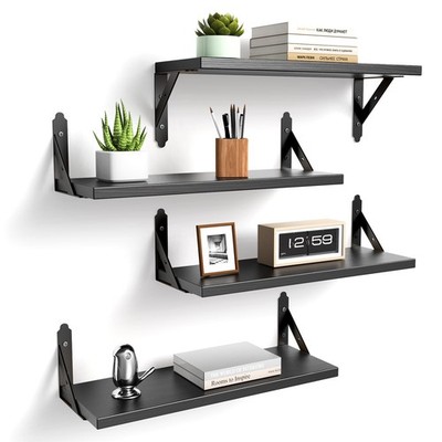 New Best ROMGUAR CRAFT Wood Floating Shelves Set of 4 Rustic Storage Decor Wall