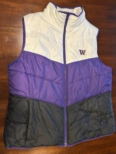 Columbia U of Washington Huskies Reversible Vest Woman’s L , White-Purple-Black
