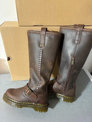 DR. MARTENS ANISTONE KNEE HIGH Orleans Leather Biker Boot MSRP$290