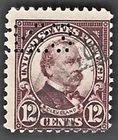 Sc# 564 12c Grover Cleveland perf.11 with a fancy oval cancel & Perfins (A-6)