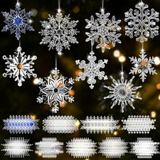 72 Pcs Large Acrylic Crystal Christmas Snowflakes Ornaments Clear Iridescent Han