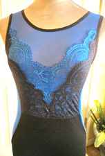 NWT S/P BUFFALO DAVID BITTON DRESS BLACK COBALT LACE SHEER PARTY SLEEVELESS B900