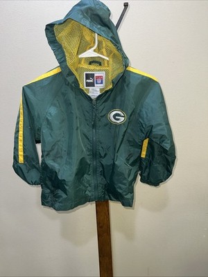 Vintage 90's Y2K Green Bay Packers PUMA Hooded Windbreaker Jacket Boys Size L 7